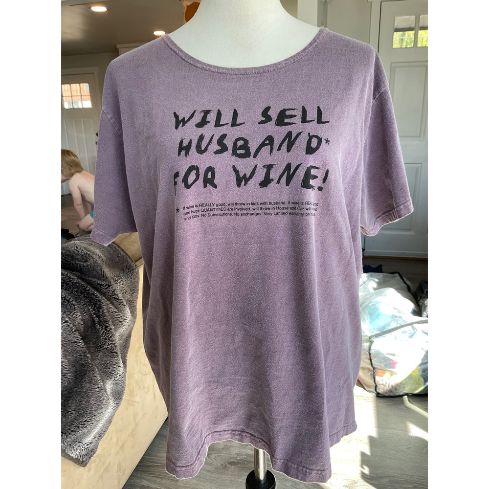 Crazy Shirts Hawaii Wine Dyed Graphic Mom Tee Will Sell Husband For Wine XL